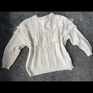 Cream fringe sweater